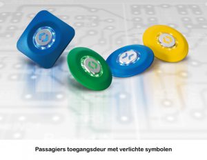 Toegangsdeur met verlichte symbolen