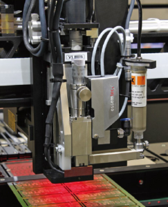 Pick & place machine met geïntegreerde soldeerpasta jet printing