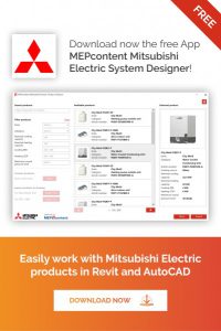 MEPcontent Mitsubishi Electric System Designer voor Revit en AutoCAD
